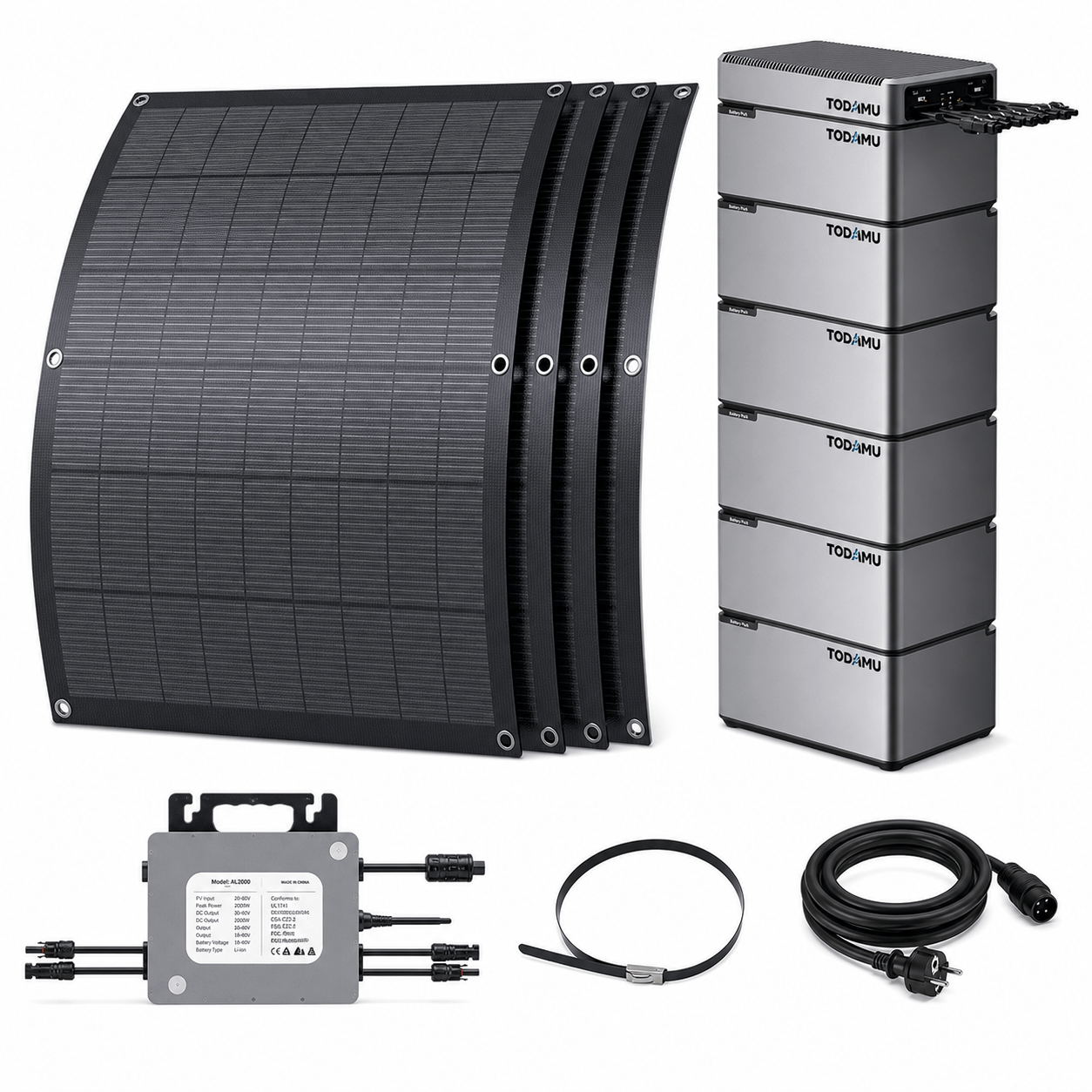 800W Balcony Solar Storage Kit with Battery, Solar Hub and Flexible Panels
