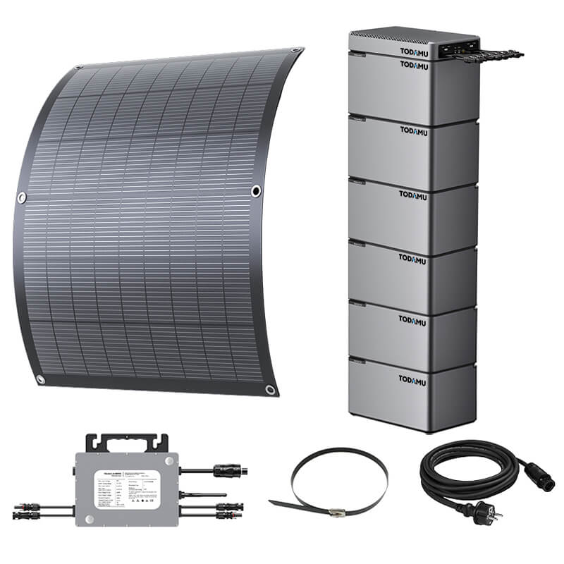 800W Balcony Solar Storage Kit with Battery, Solar Hub and Flexible Panels