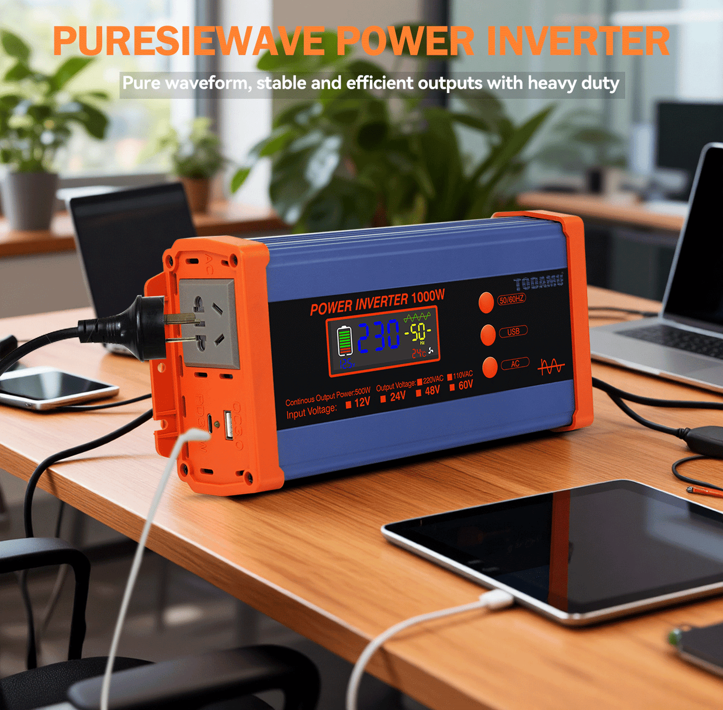 1000W Wechselrichter 12V DC auf 110V / 220V AC