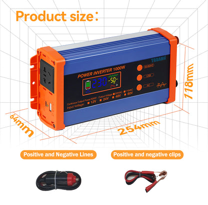 1000W Wechselrichter 12V DC auf 110V / 220V AC