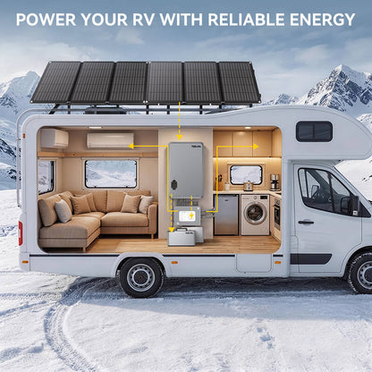 800W Balcony Solar Storage Kit with Battery, Solar Hub and Flexible Panels