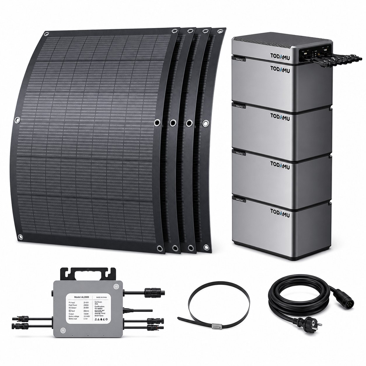 800W Balcony Solar Storage Kit with Battery, Solar Hub and Flexible Panels
