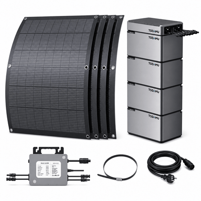 800W Balcony Solar Storage Kit with Battery, Solar Hub and Flexible Panels