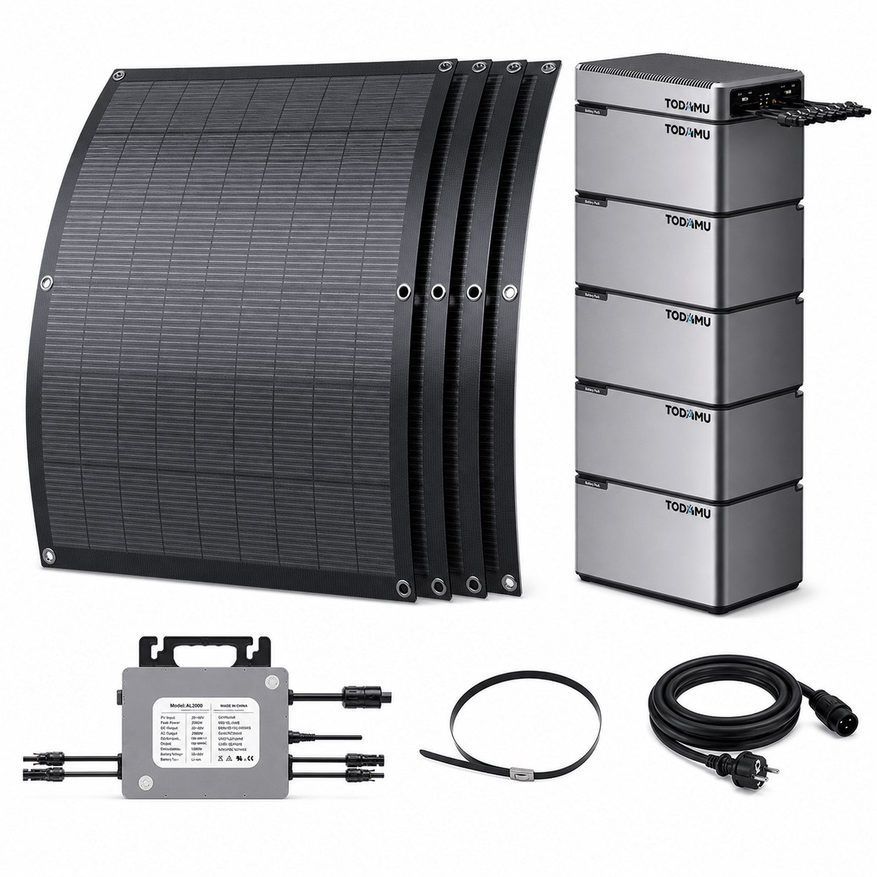 800W Balcony Solar Storage Kit with Battery, Solar Hub and Flexible Panels