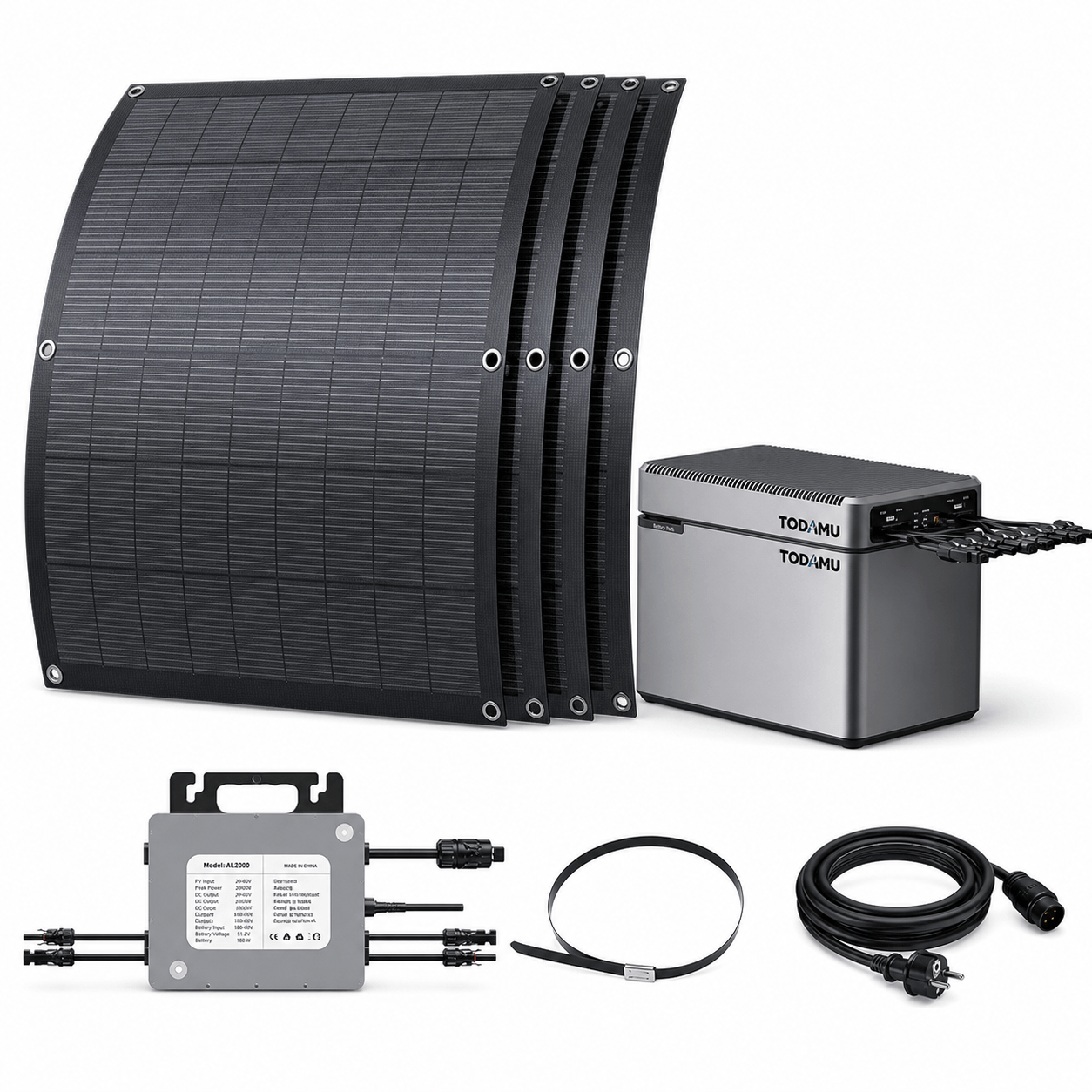 800W Balcony Solar Storage Kit with Battery, Solar Hub and Flexible Panels