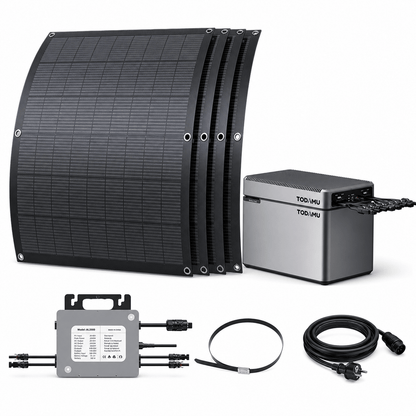 800W Balcony Solar Storage Kit with Battery, Solar Hub and Flexible Panels