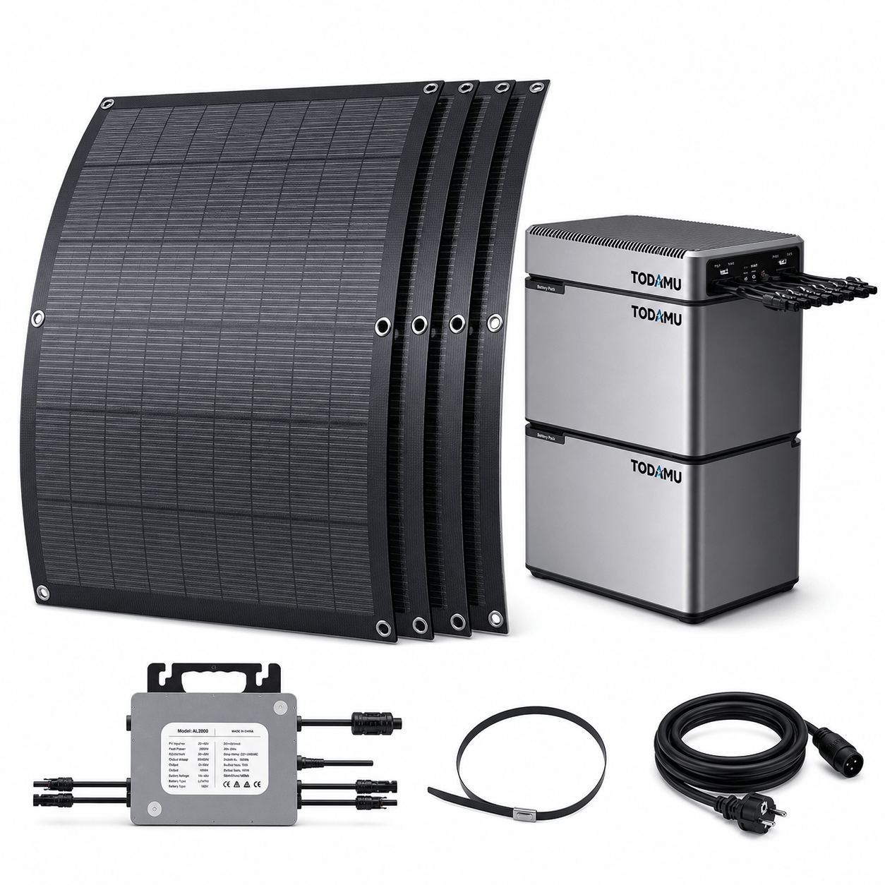800W Balcony Solar Storage Kit with Battery, Solar Hub and Flexible Panels