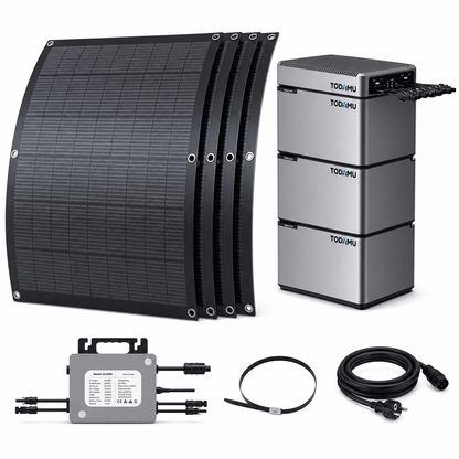800W Balcony Solar Storage Kit with Battery, Solar Hub and Flexible Panels