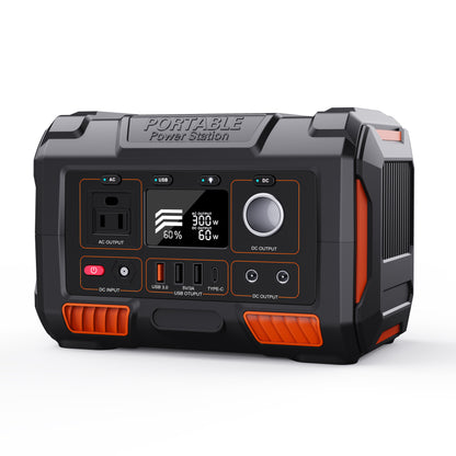 Portable power station with digital display on a white background