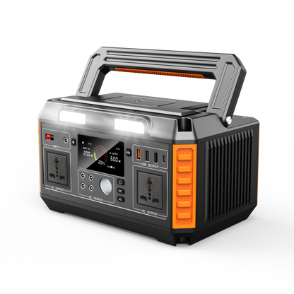 Portable power station with digital display on a white background