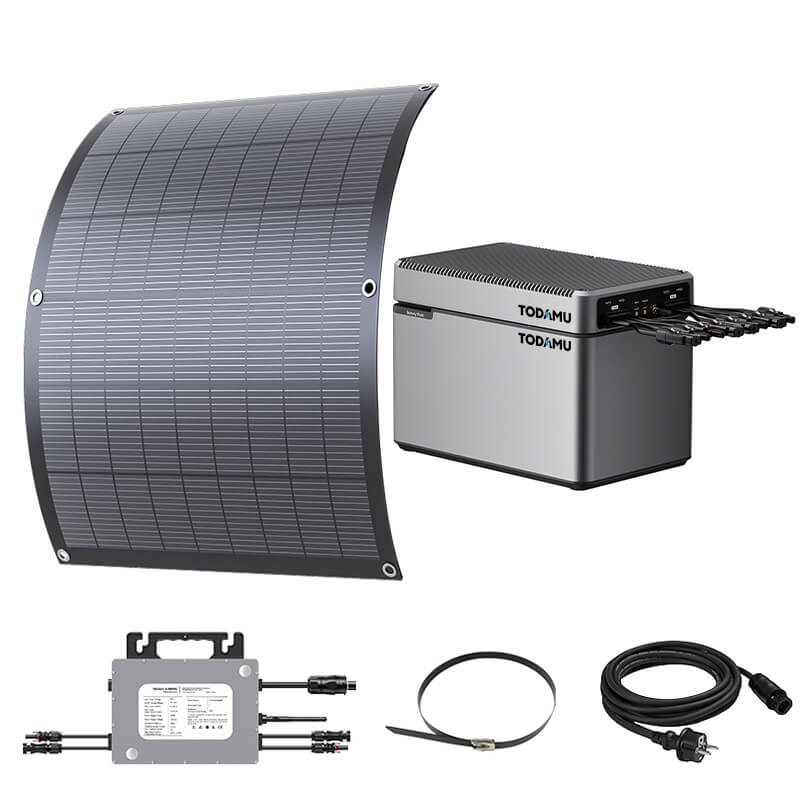 800W Balcony Solar Storage Kit with Battery, Solar Hub and Flexible Panels
