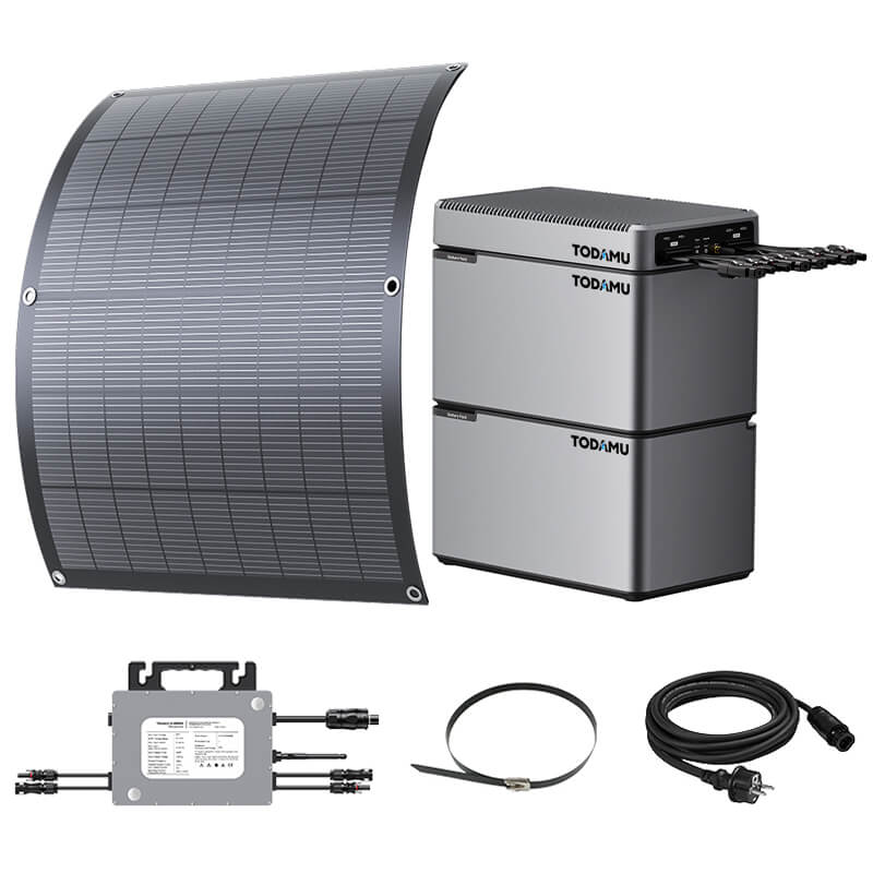 800W Balcony Solar Storage Kit with Battery, Solar Hub and Flexible Panels