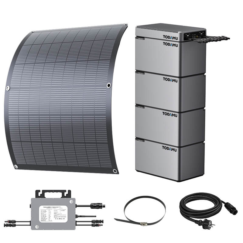 800W Balcony Solar Storage Kit with Battery, Solar Hub and Flexible Panels