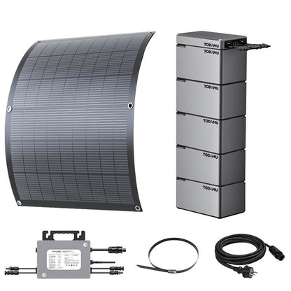 800W Balcony Solar Storage Kit with Battery, Solar Hub and Flexible Panels