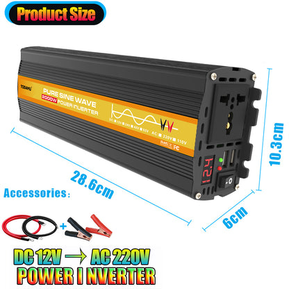 2000W 12V Wechselrichter mit 50W Solarpanel und 50A Laderegler