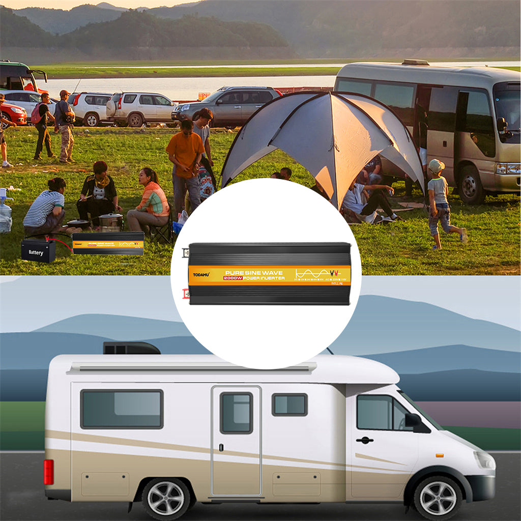 2000W 12V Wechselrichter mit 50W Solarpanel und 50A Laderegler