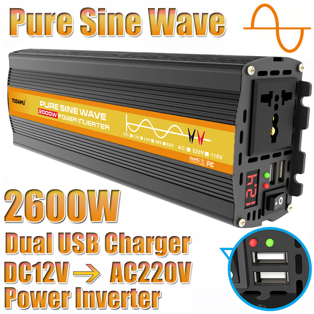 2000W 12V Wechselrichter mit 50W Solarpanel und 50A Laderegler