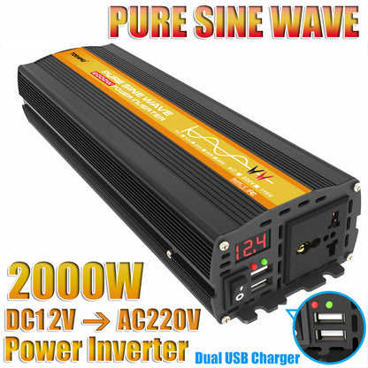 2000W 12V Wechselrichter mit 50W Solarpanel und 50A Laderegler