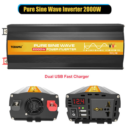 2000W 12V Wechselrichter mit 50W Solarpanel und 50A Laderegler