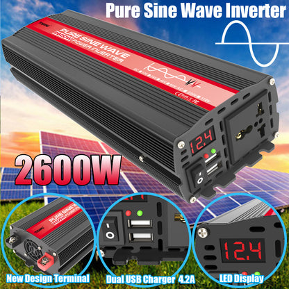 2600W 12V Wechselrichter mit 50W Solarpanel und 50A Laderegler