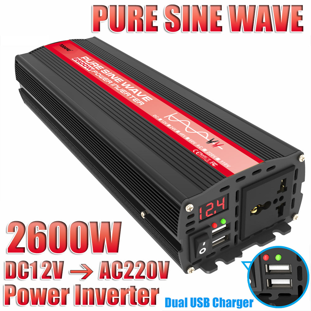 2600W 12V Wechselrichter mit 50W Solarpanel und 50A Laderegler