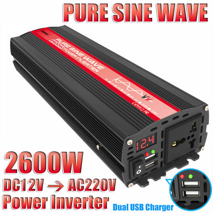 2600W 12V Wechselrichter mit 50W Solarpanel und 50A Laderegler