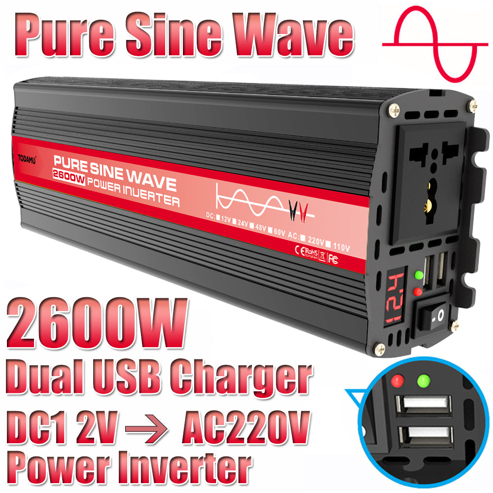 2600W 12V Wechselrichter mit 50W Solarpanel und 50A Laderegler