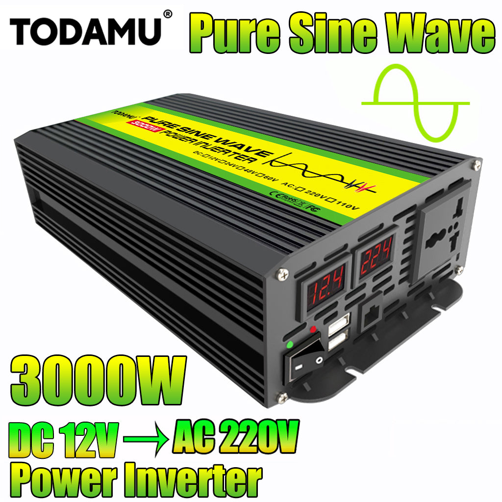 12V auf 220V/110V 3000W Reiner Sinus Wechselrichter mit Solarpanel und 50A Solarregler