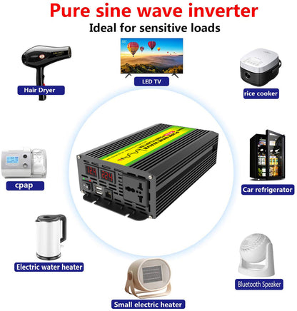 12V auf 220V/110V 3000W Reiner Sinus Wechselrichter mit Solarpanel und 50A Solarregler