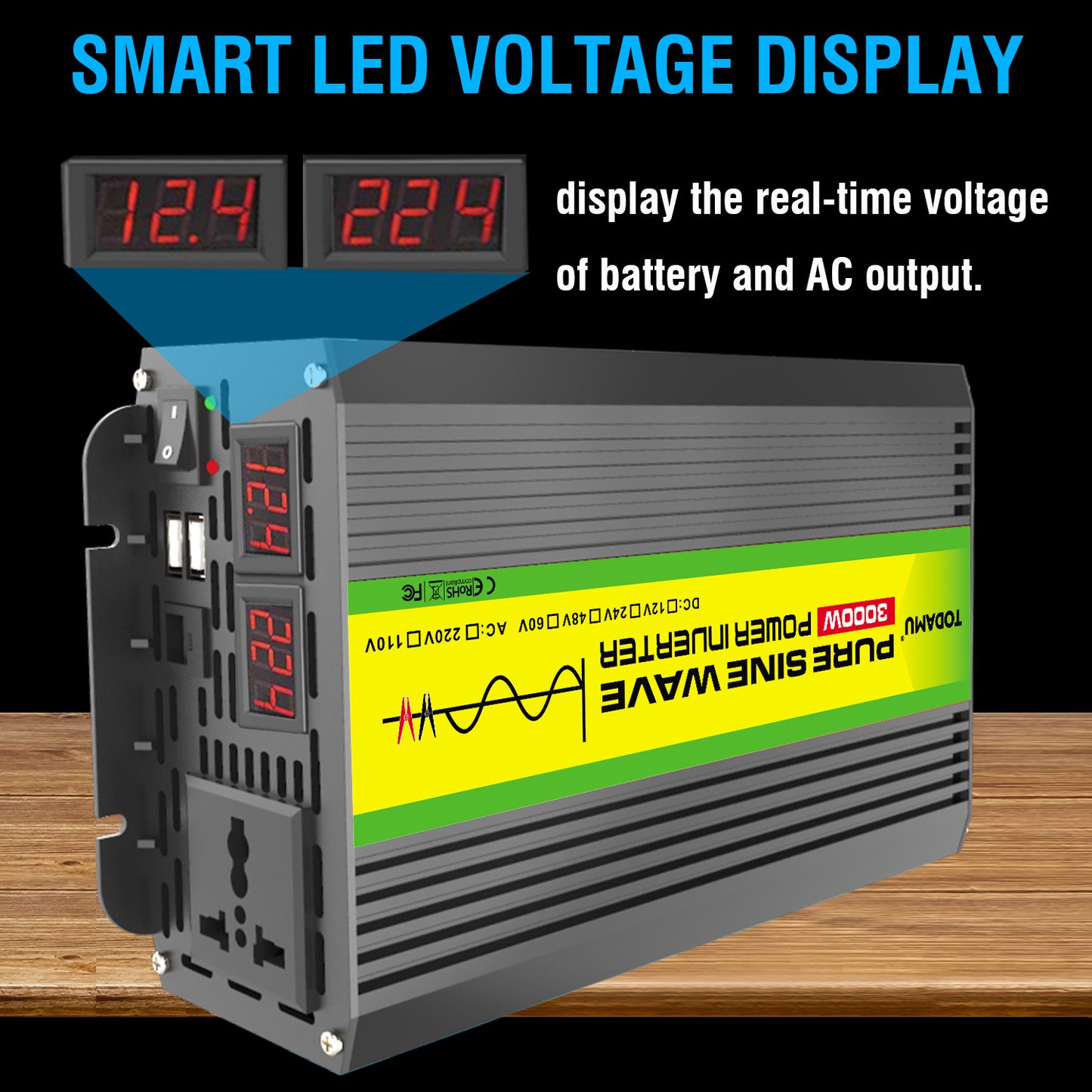 12V auf 220V/110V 3000W Reiner Sinus Wechselrichter mit Solarpanel und 50A Solarregler