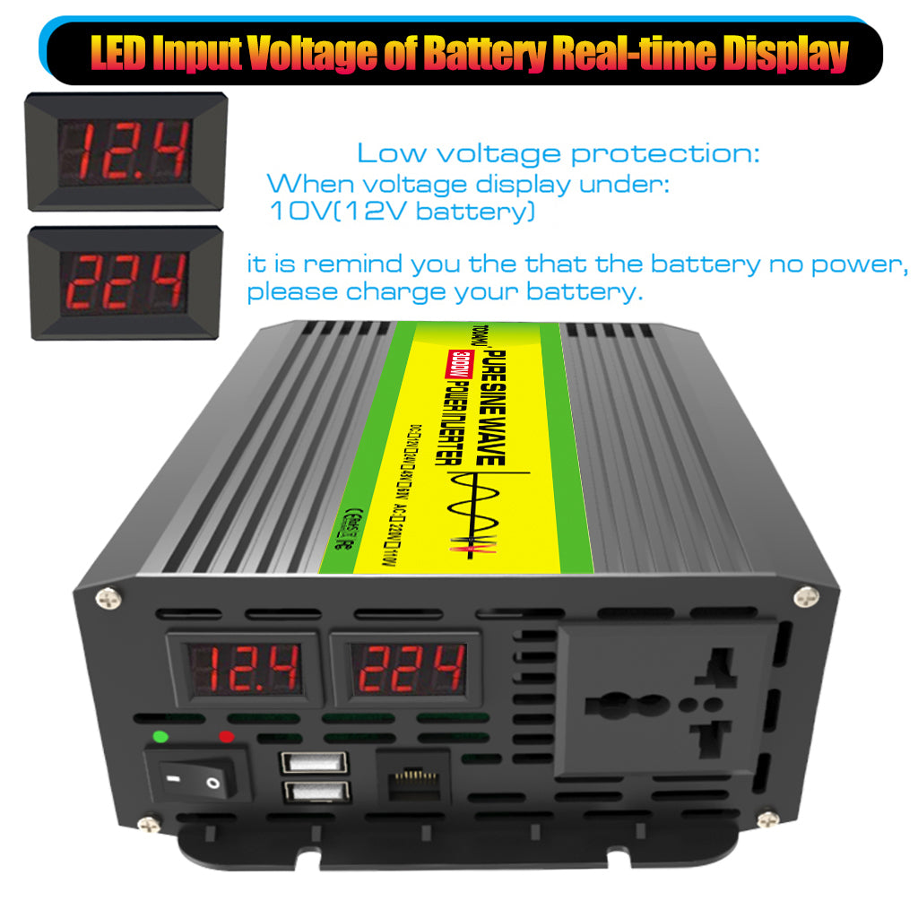 12V auf 220V/110V 3000W Reiner Sinus Wechselrichter mit Solarpanel und 50A Solarregler
