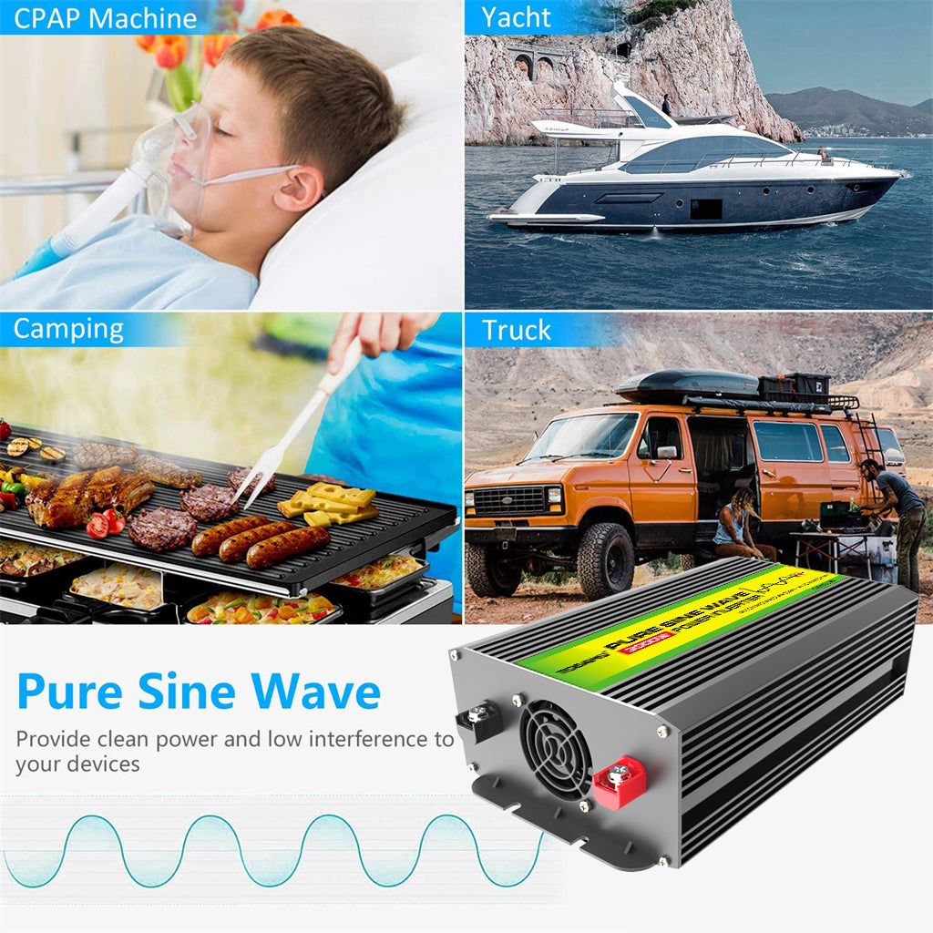 12V auf 220V/110V 3000W Reiner Sinus Wechselrichter mit Solarpanel und 50A Solarregler