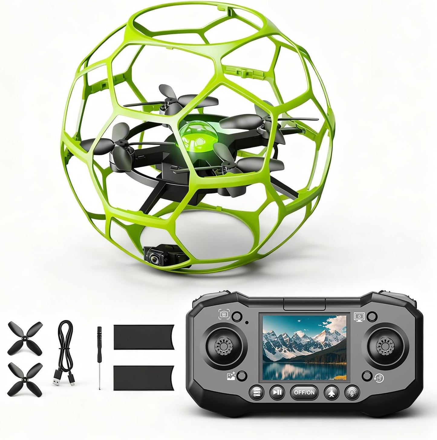 TODAMU H5 Camera Drone with 360° Protective Cage for Beginners
