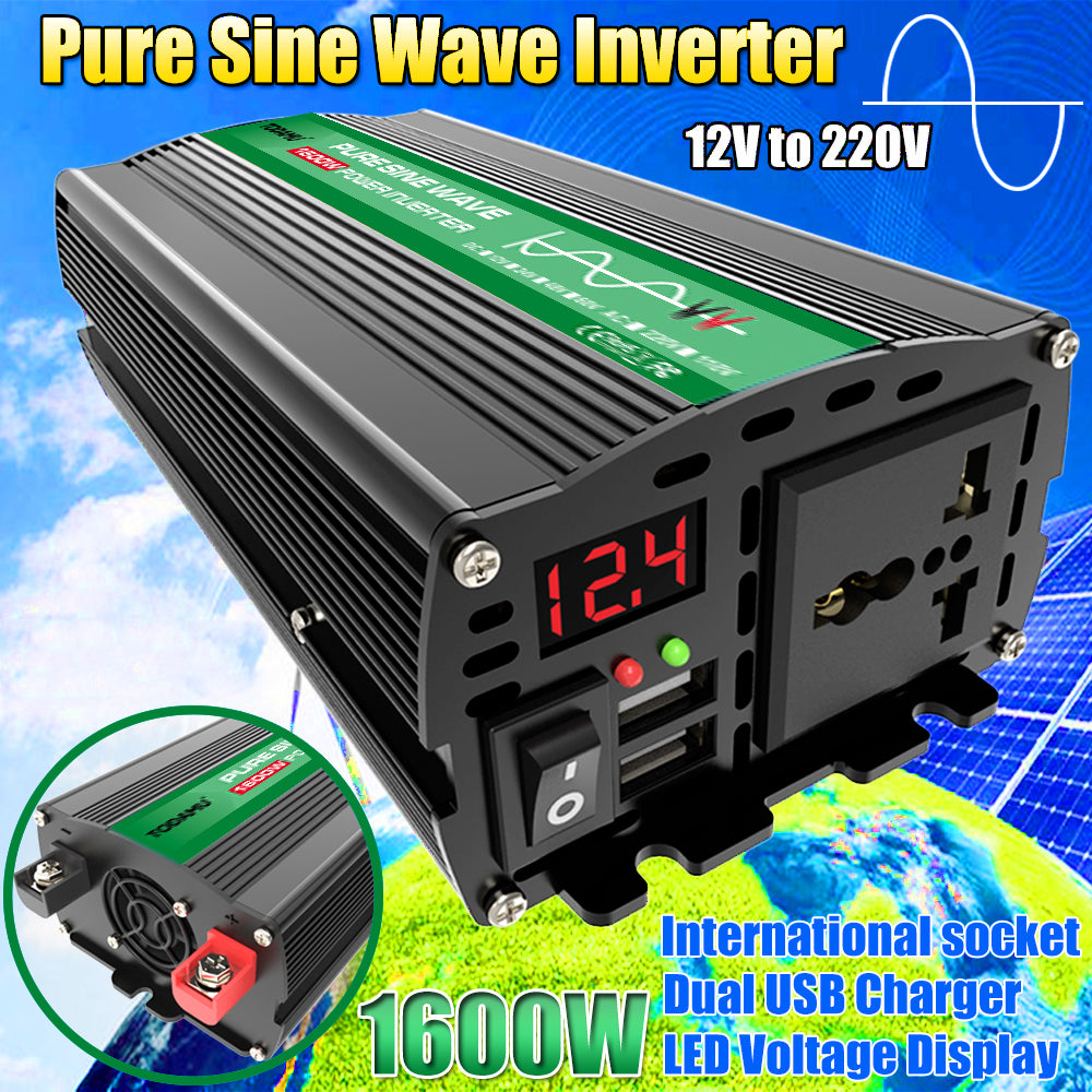 1600W 12V to 110V/220V Pure Sine inverter With Solar Panel and 50A 12V/24V Solar Controller
