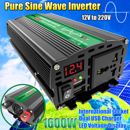 1600W 12V to 110V/220V Pure Sine inverter With Solar Panel and 50A 12V/24V Solar Controller