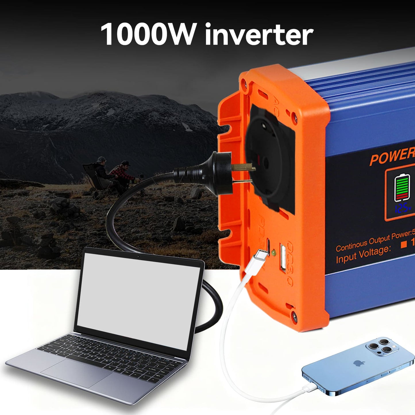 1000W Wechselrichter 12V DC auf 110V / 220V AC