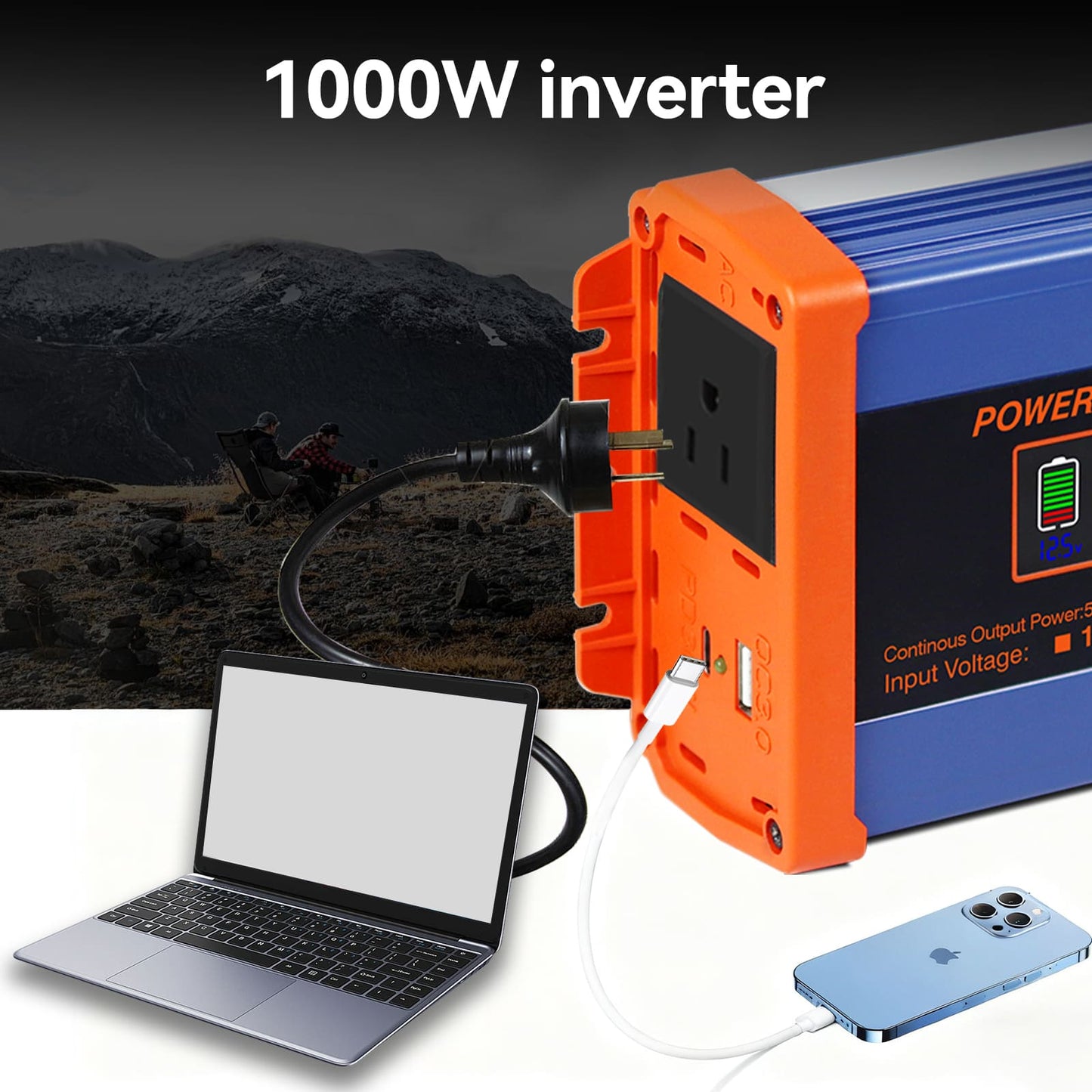 1000W Wechselrichter 12V DC auf 110V / 220V AC