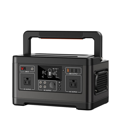 Black portable power station with digital display on a white background