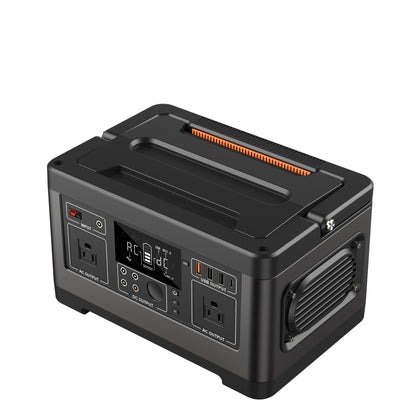 Black portable power station with digital display on a white background