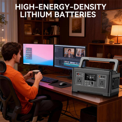 520Wh 500W Pure Sine Wave Lithium Battery Generator for Camping, Emergency, Home Backup