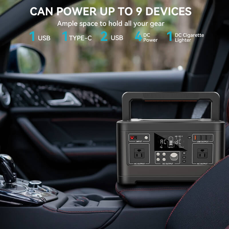 520Wh 500W Pure Sine Wave Lithium Battery Generator for Camping, Emergency, Home Backup