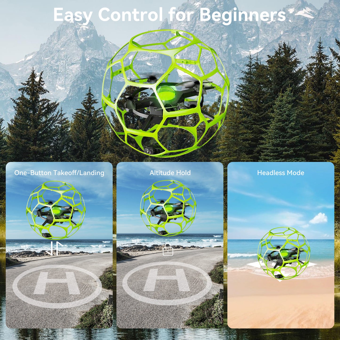 TODAMU H5 Camera Drone with 360° Protective Cage for Beginners